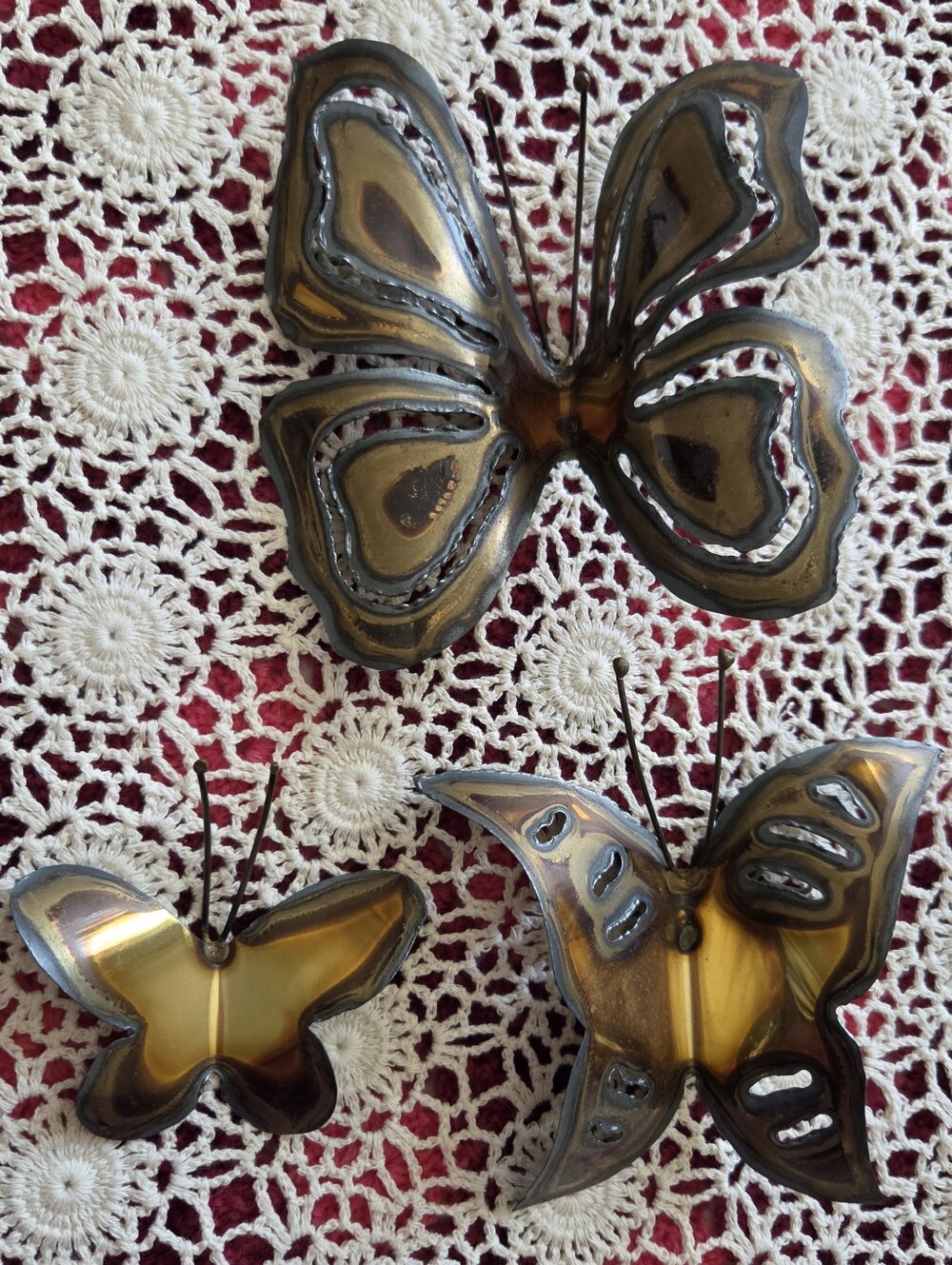 Metal Butterfly Wall Accents in Bronze and Gold
